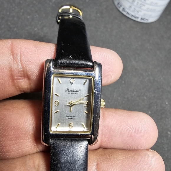 precision by gruen ladies diamond quartz tank style watch silver tone working sh - Picture 1 of 7
